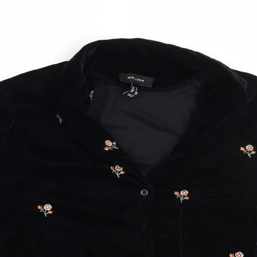 Newlook Womens Black Floral  Basic Button-Up Size 8