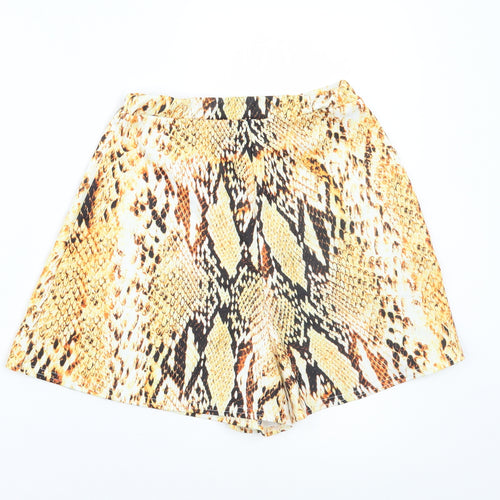Boohoo Womens Orange Animal Print  Hot Pants Shorts Size 8