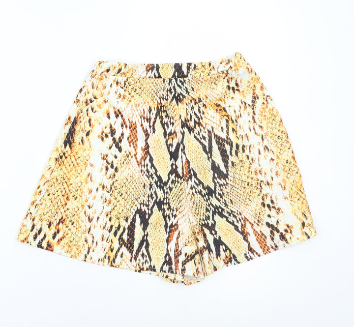 Boohoo Womens Orange Animal Print Hot Pants Shorts Size 8