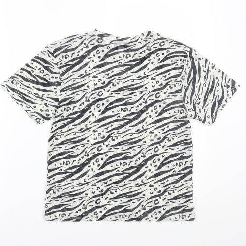 Topshop Womens White Animal Print  Basic T-Shirt Size 8