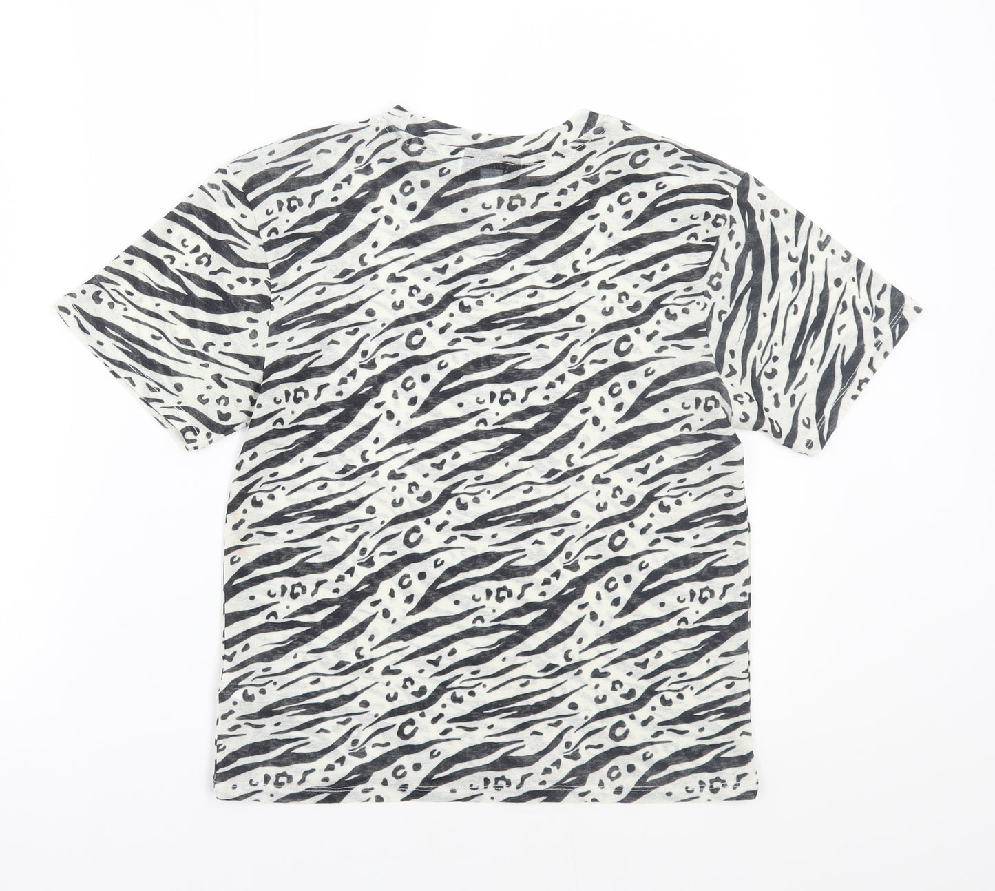 Topshop Womens White Animal Print  Basic T-Shirt Size 8