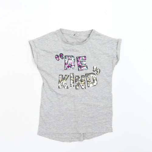 TU Girls Grey   Basic T-Shirt Size 9 Years  - Be Kind