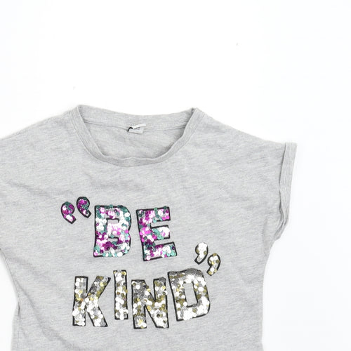 TU Girls Grey   Basic T-Shirt Size 9 Years  - Be Kind