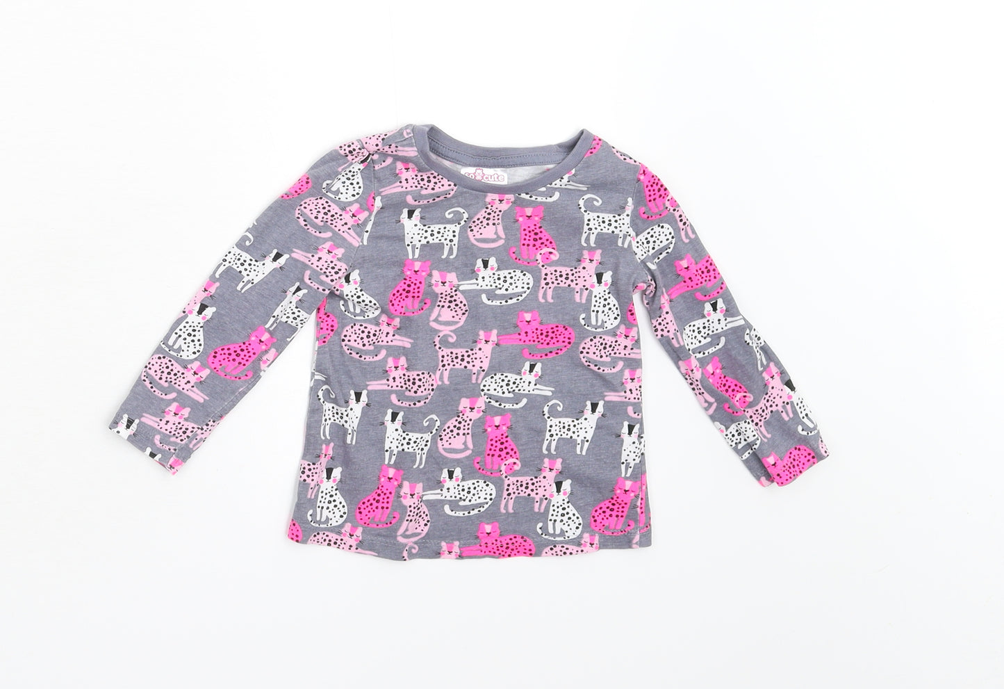 So  Cute Baby Grey Animal Print  Basic T-Shirt Size 9-12 Months