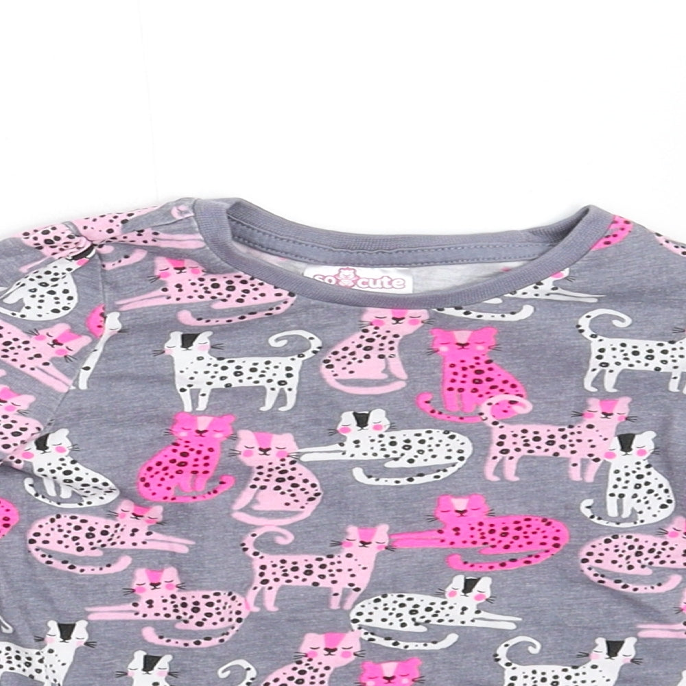 So  Cute Baby Grey Animal Print  Basic T-Shirt Size 9-12 Months