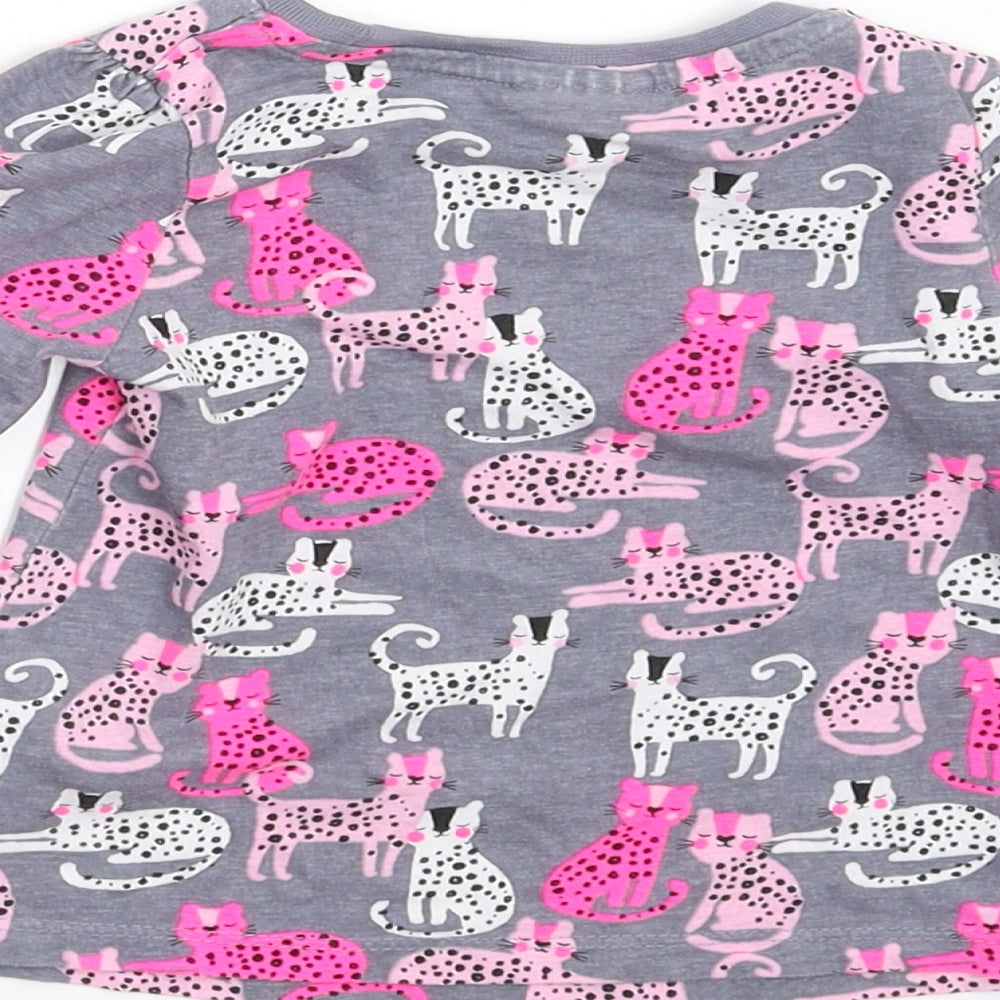 So  Cute Baby Grey Animal Print  Basic T-Shirt Size 9-12 Months