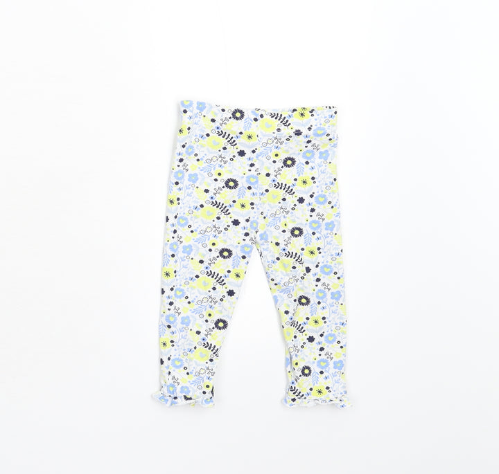 Lullaby Baby White Floral Sweatpants Leggings Size 9-12 Months