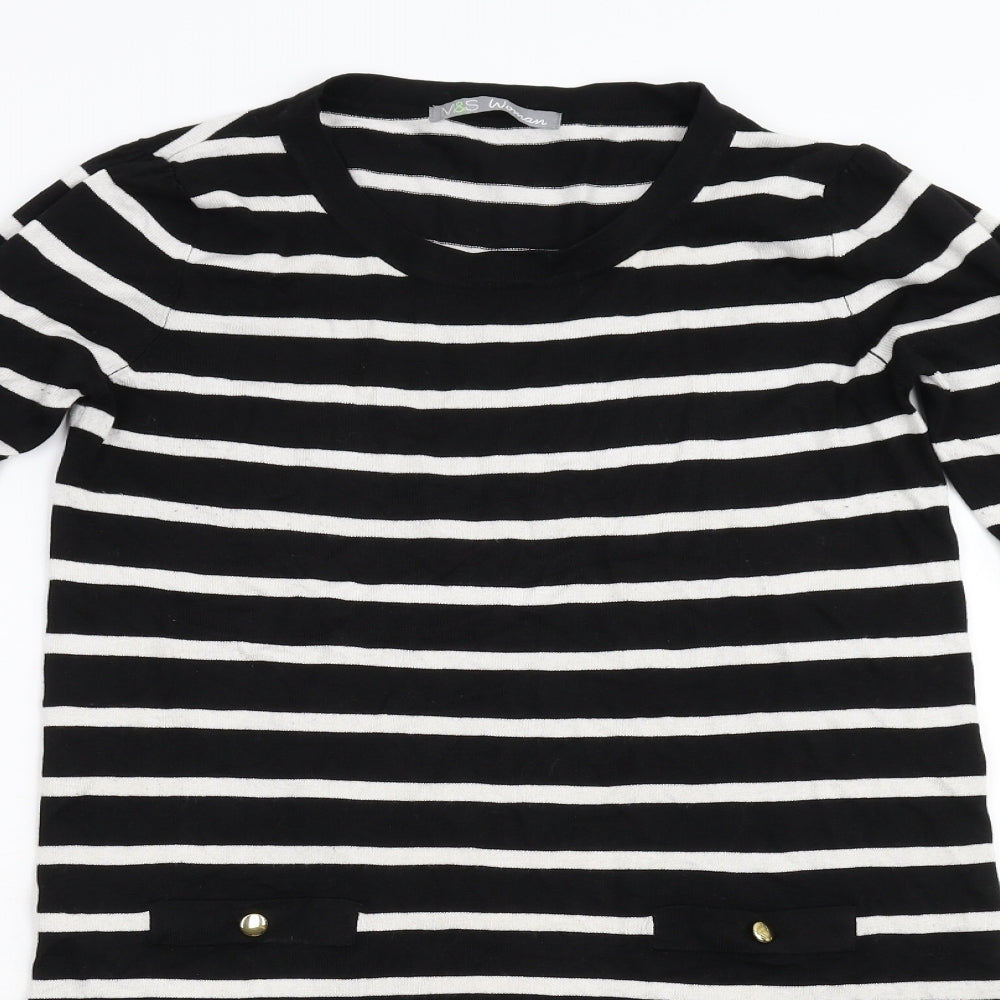 M&S Womens Multicoloured Striped Knit Jumper Dress  Size 8