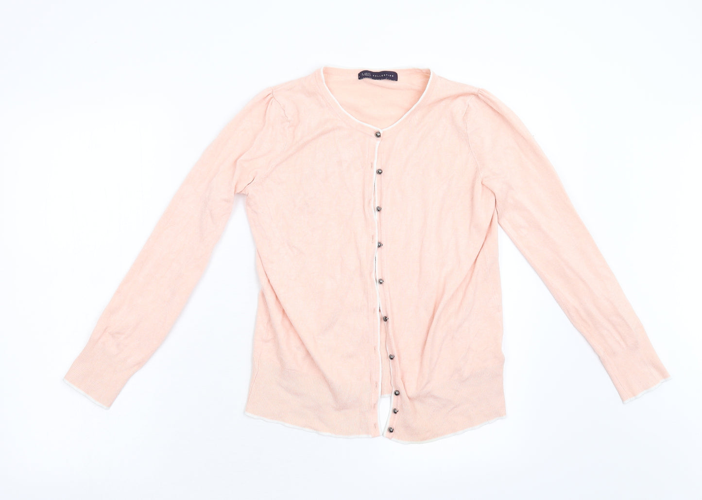 M&S Womens Pink  Knit Cardigan Jumper Size 8