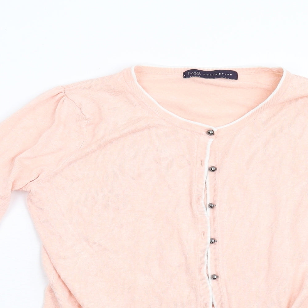 M&S Womens Pink  Knit Cardigan Jumper Size 8
