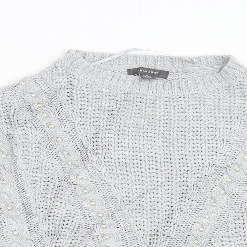 Primark Womens Grey  Knit Pullover Jumper Size M