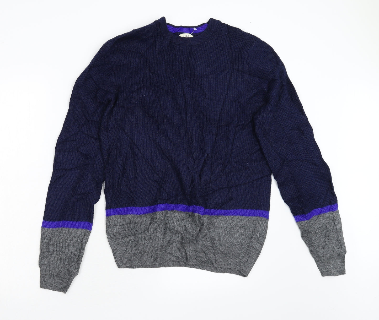 M&S Mens Blue  Knit Pullover Jumper Size M