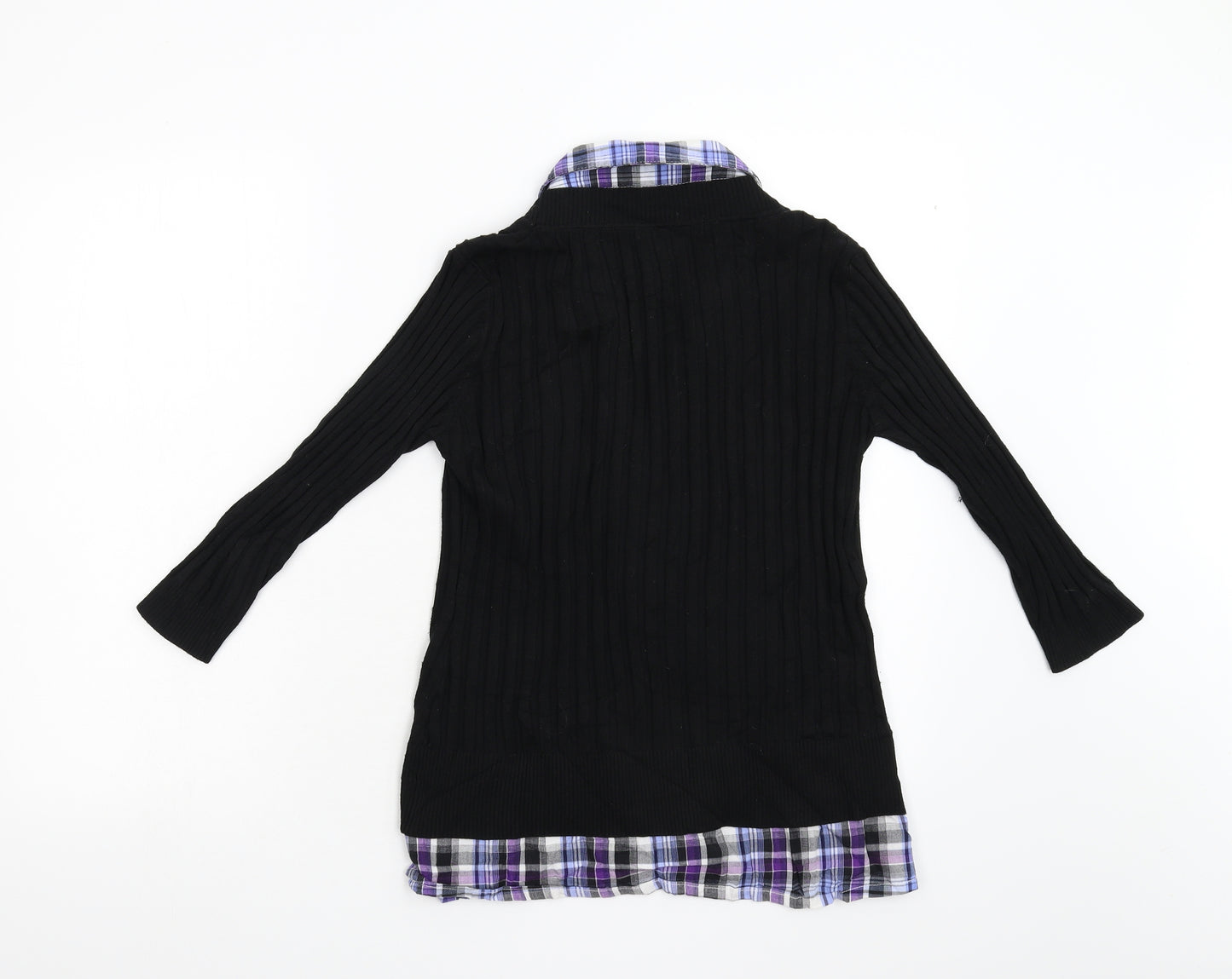 Le Grenier Womens Black Check Knit Pullover Jumper Size S
