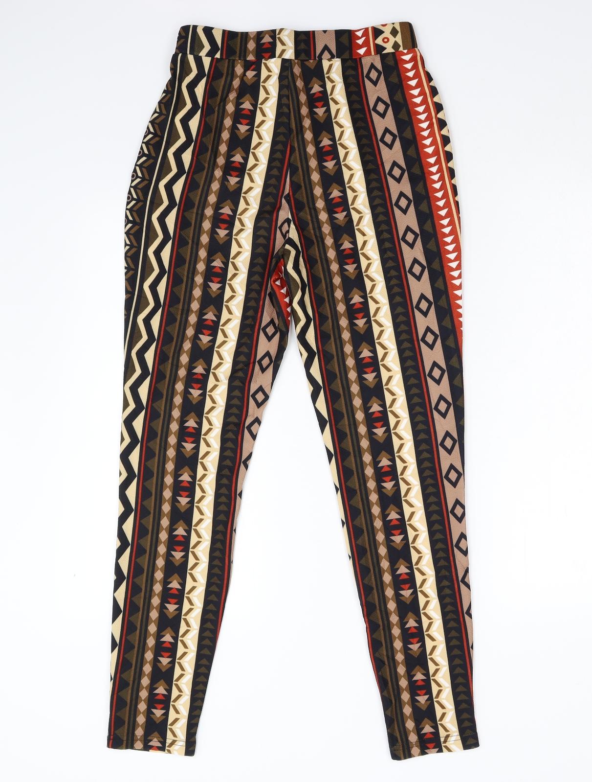 SheIn Womens Multicoloured Geometric  Trousers  Size S L27 in
