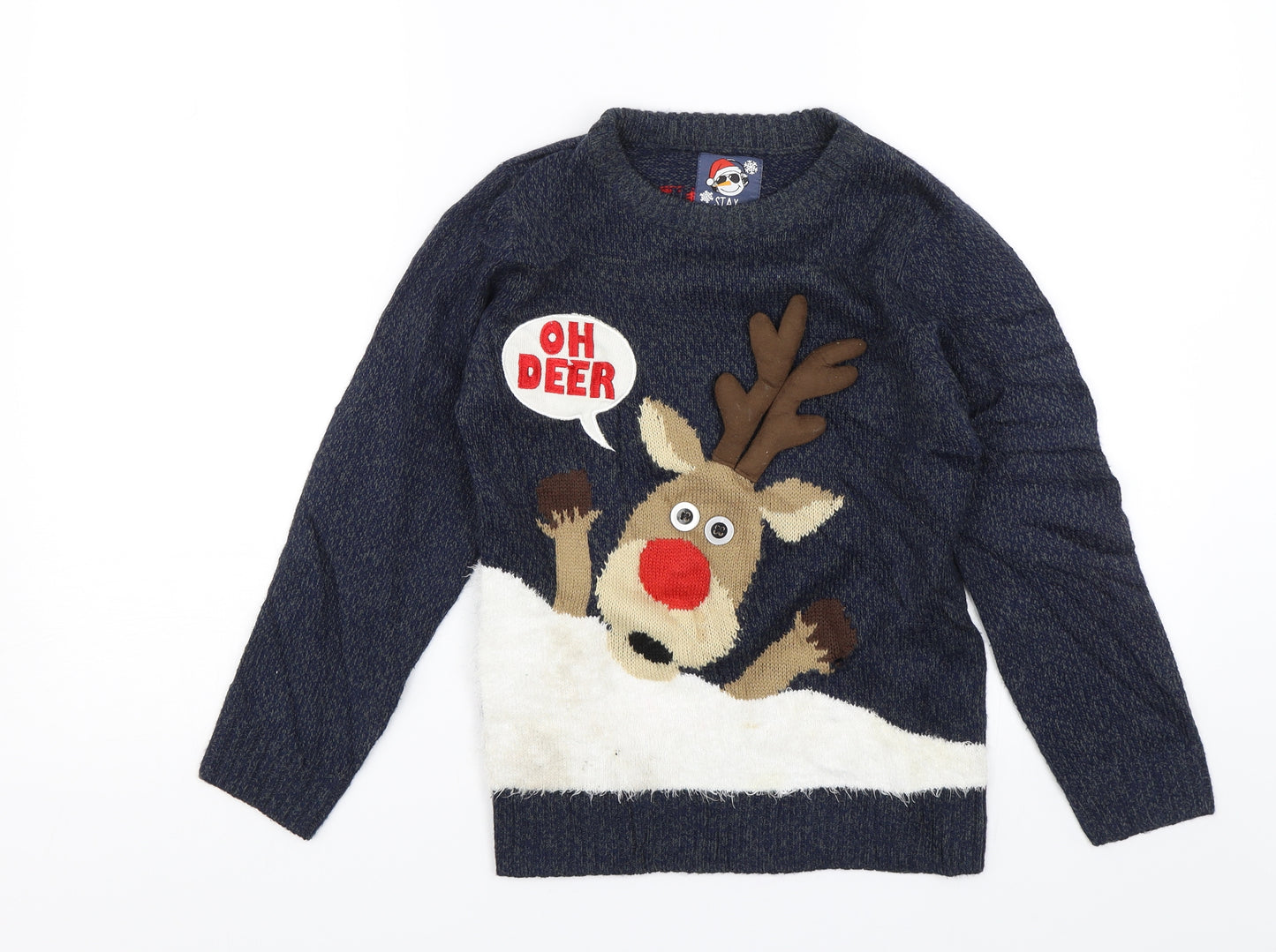 F&F Boys Blue   Pullover Jumper Size 8-9 Years  - Christmas jumper