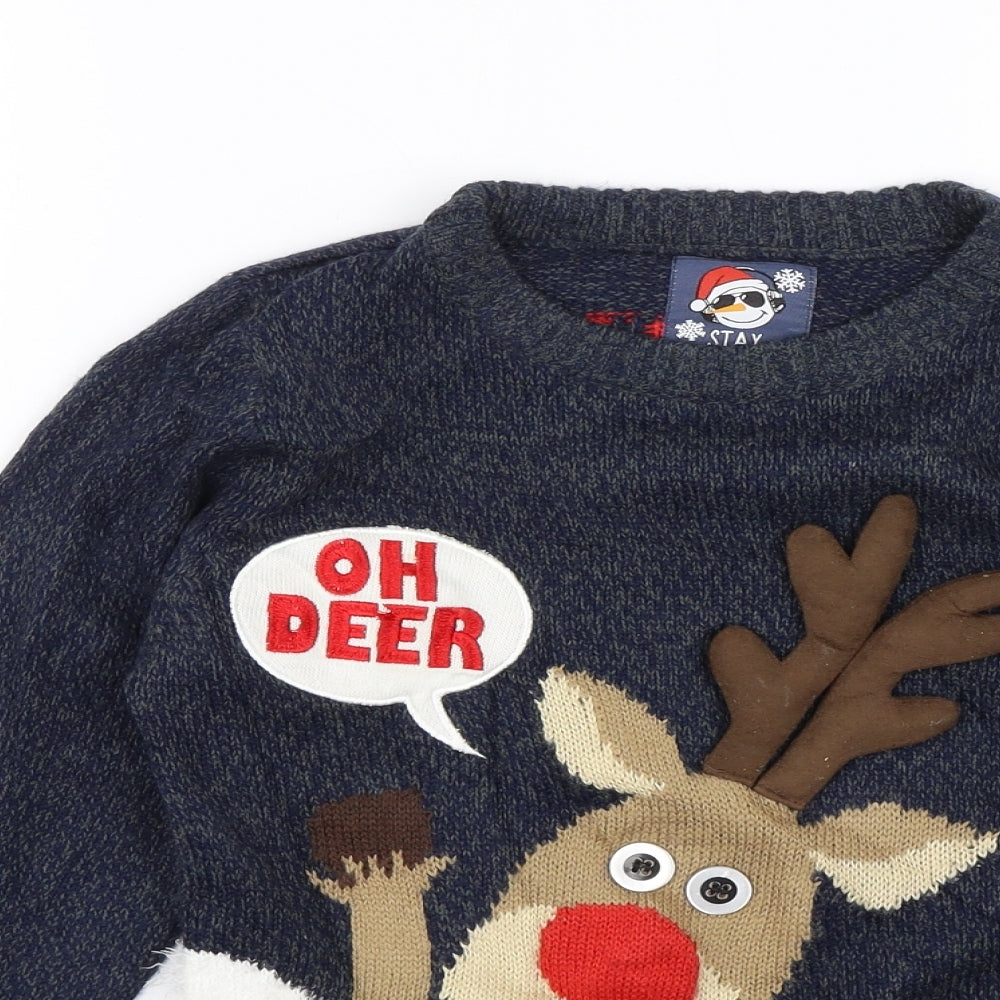 F&F Boys Blue   Pullover Jumper Size 8-9 Years  - Christmas jumper