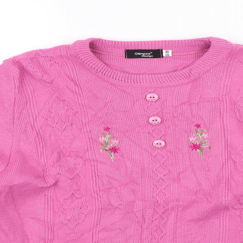 Glimpse Design Womens Pink   Pullover Jumper Size S