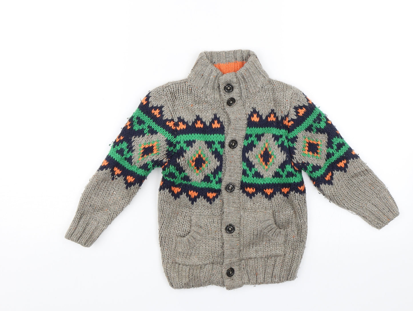 M&S Boys Brown   Cardigan Jumper Size 2-3 Years