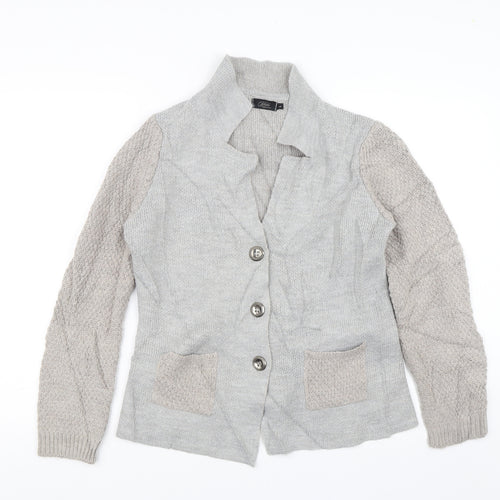 Mida Womens Grey   Cardigan Jumper Size L
