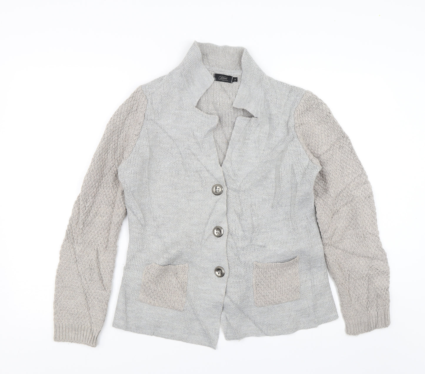 Mida Womens Grey   Cardigan Jumper Size L