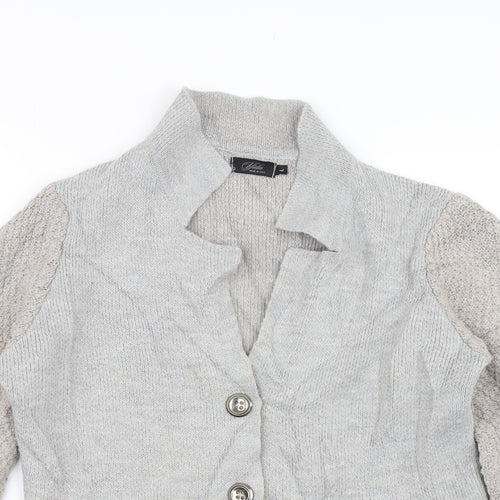 Mida Womens Grey   Cardigan Jumper Size L