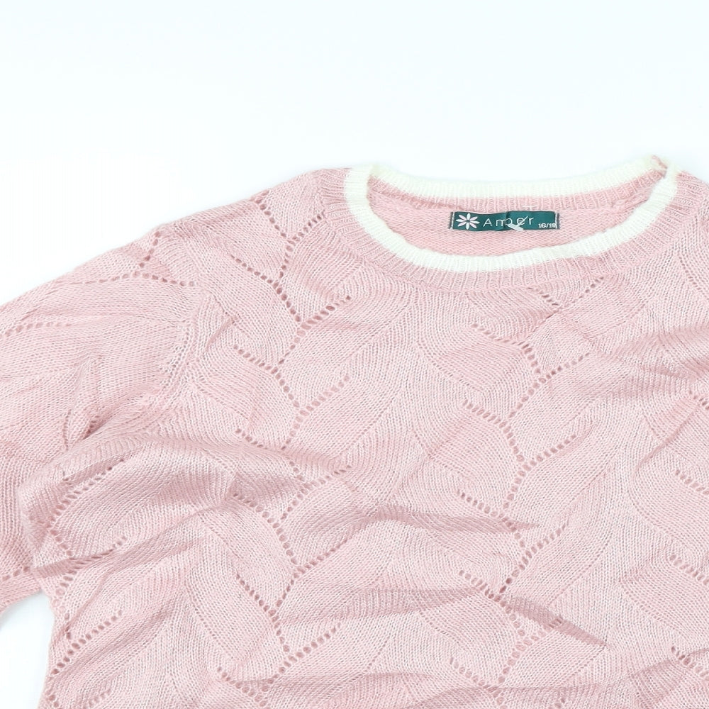 Amber Womens Pink   Pullover Jumper Size 16