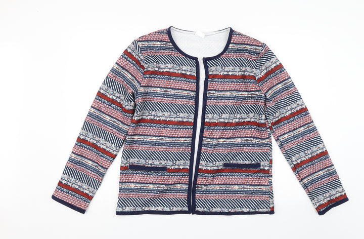 Gabriella Vicenza Womens Blue Striped Jacket Size 10