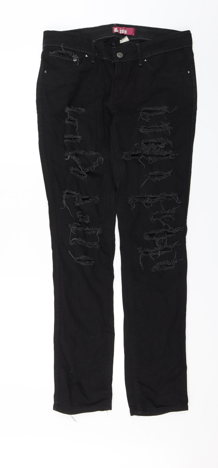 Fit Squin Womens Black  Denim Skinny Jeans Size 30 in L30 in