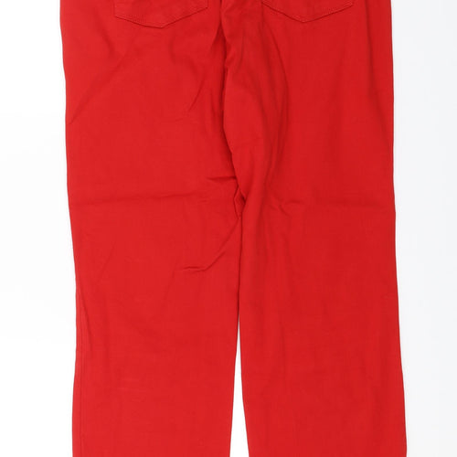 M&S Womens Red   Straight Jeans Size 18 L28 in