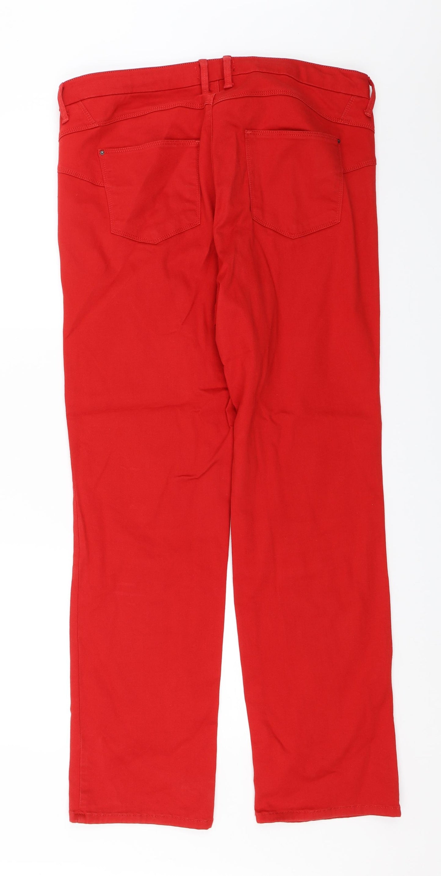 M&S Womens Red   Straight Jeans Size 18 L28 in