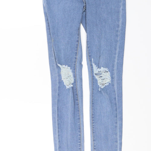 PRETTYLITTLETHING Womens Blue  Denim Skinny Jeans Size 4 L27 in