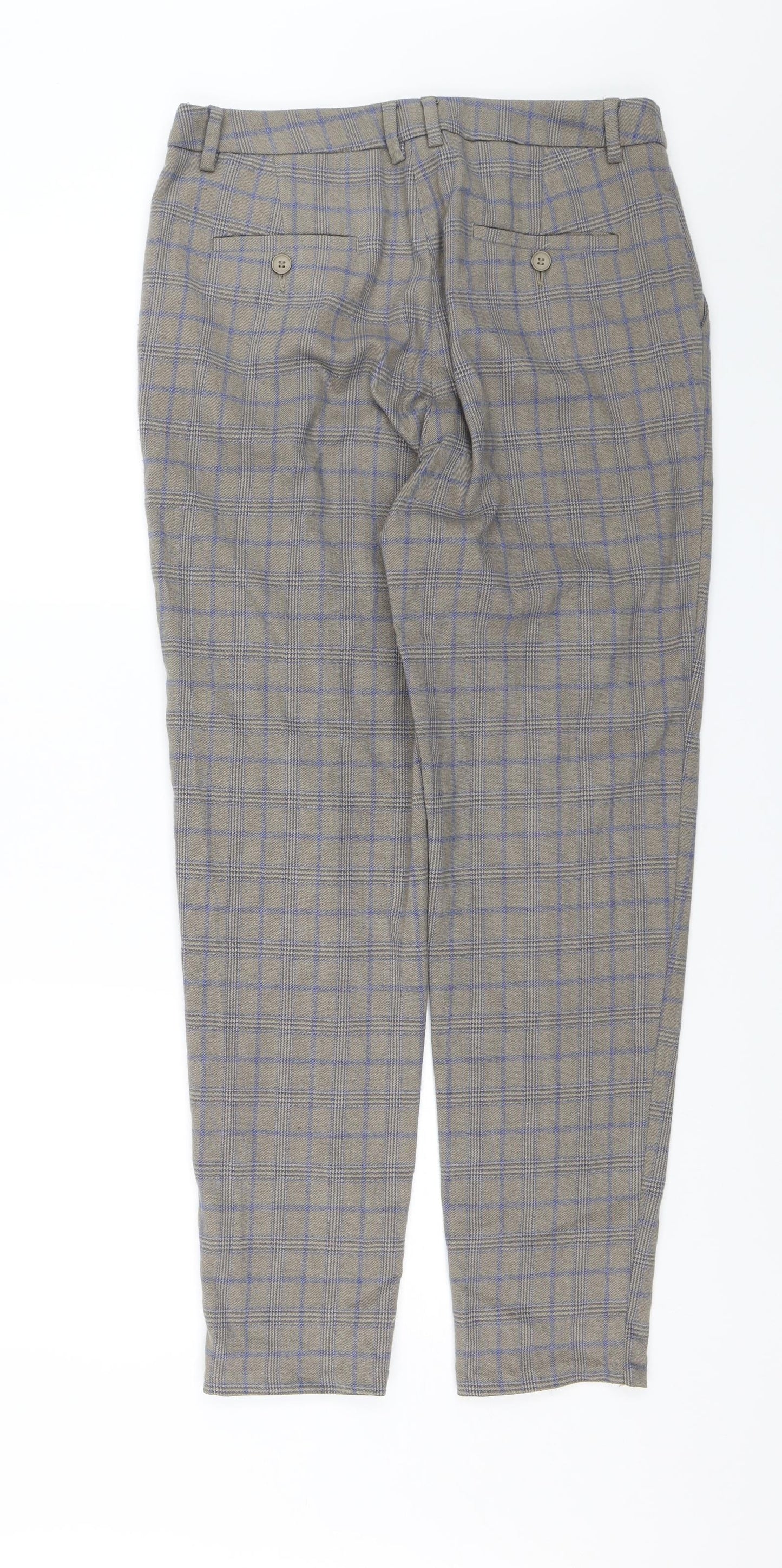 TU Womens Grey Plaid  Chino Trousers Size 12 L27 in