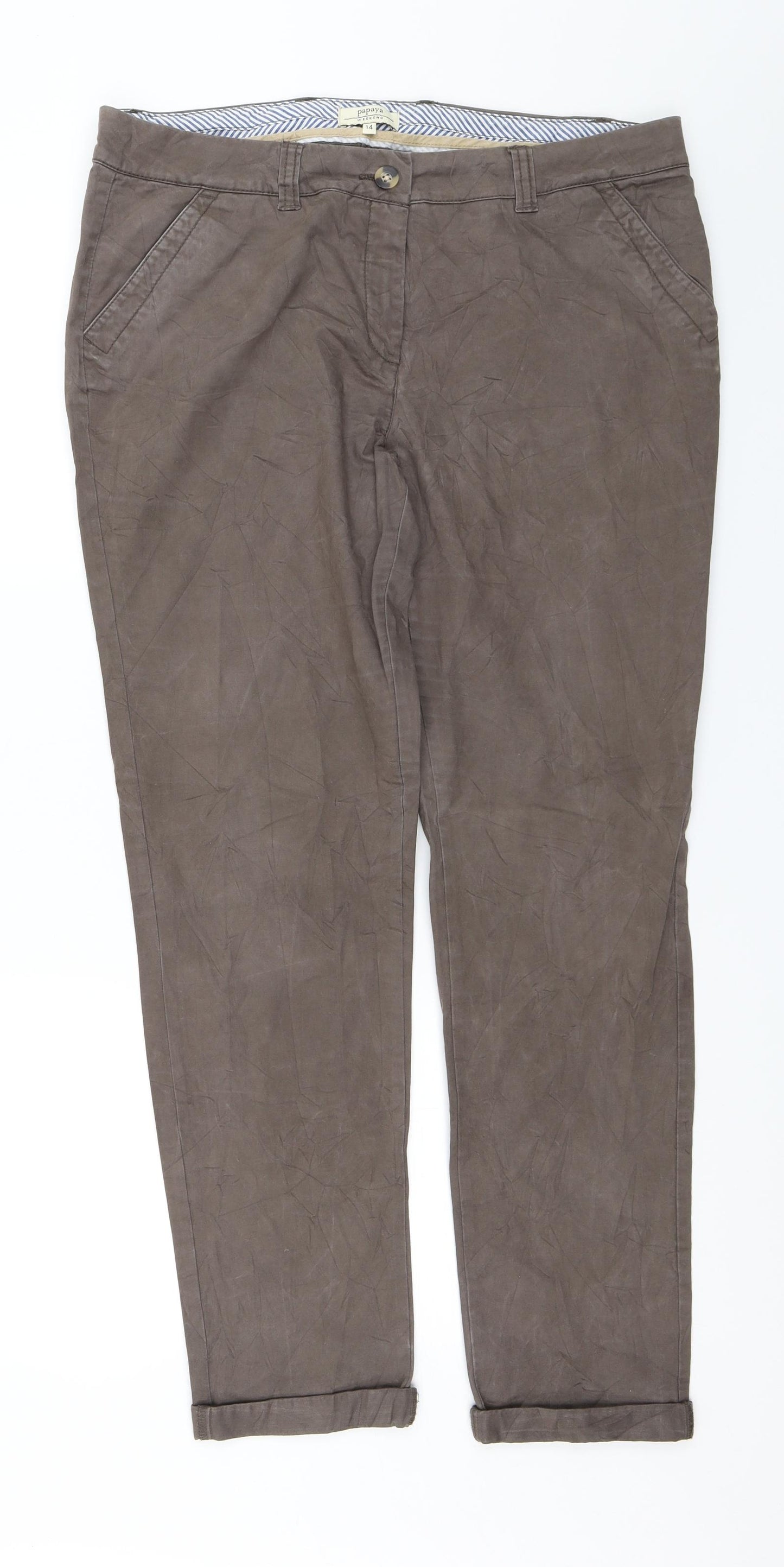 Papaya Womens Brown   Chino Trousers Size 14 L27 in