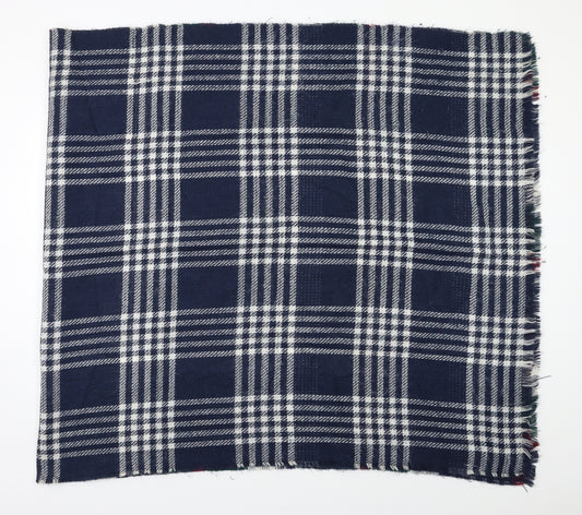 Front view of Preworn women’s blue plaid shawl/wrap