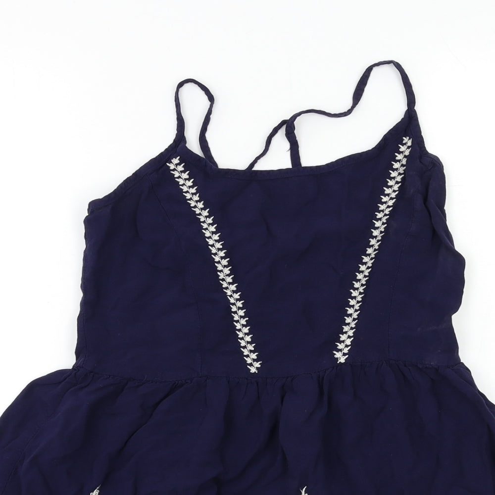 Ribbon Womens Blue Floral  Camisole Blouse Size M