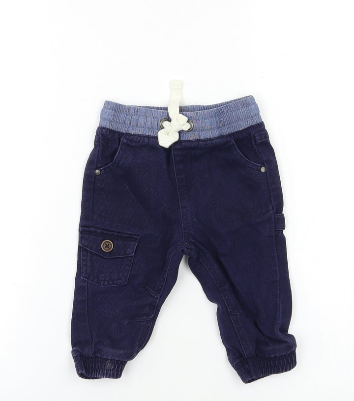 Matalan Baby Blue   Cargo Trousers Size 3-6 Months