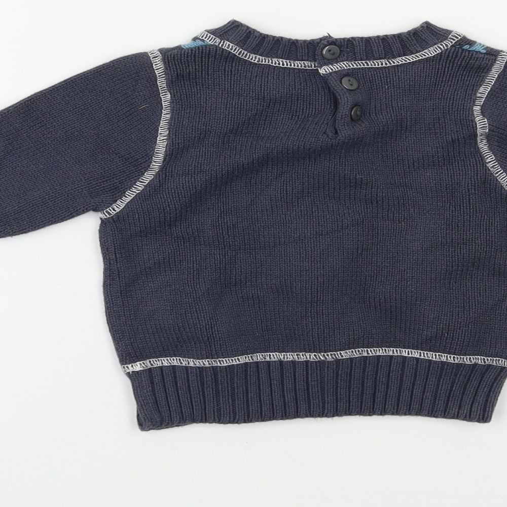 Niin Baby Blue Geometric  Pullover Jumper Size 12-18 Months  - Bunny