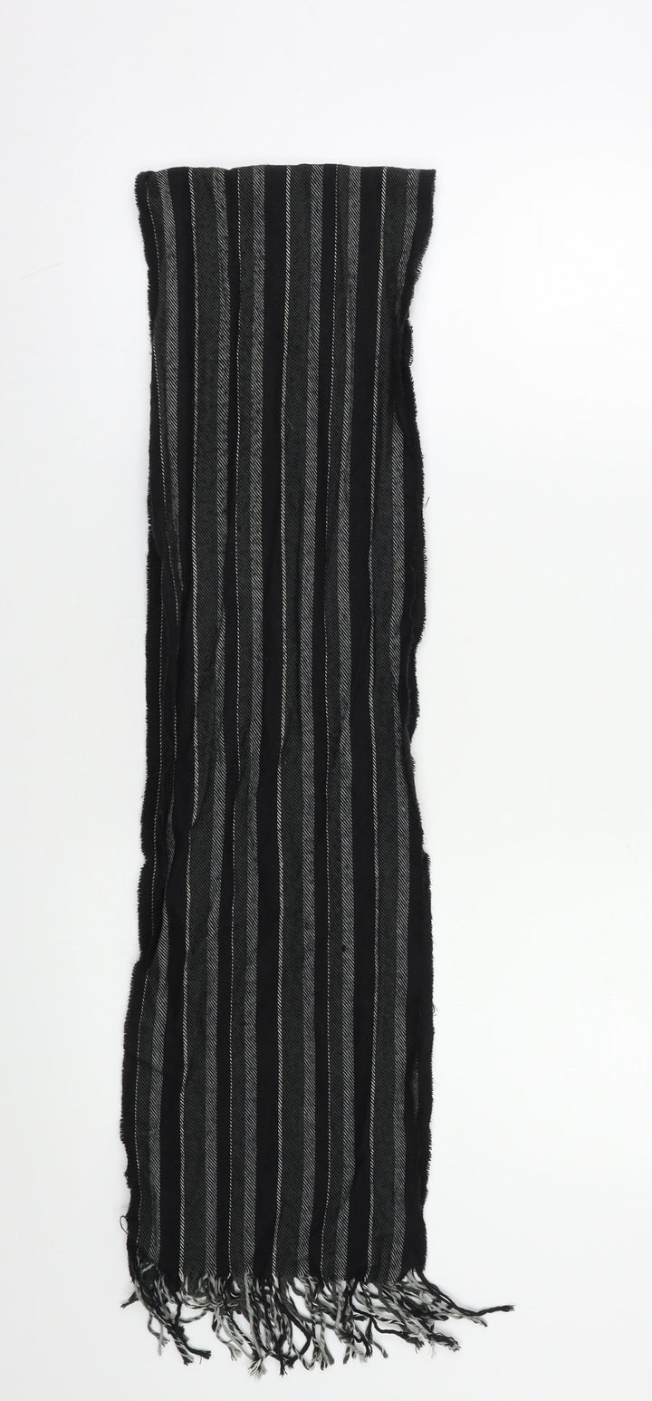 Preworn Mens Black Striped Scarf Size Regular