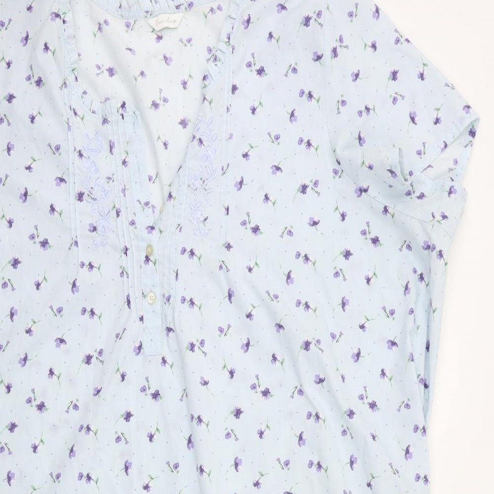 M&S Womens Blue Floral  Kaftan Nightshirt Size 24