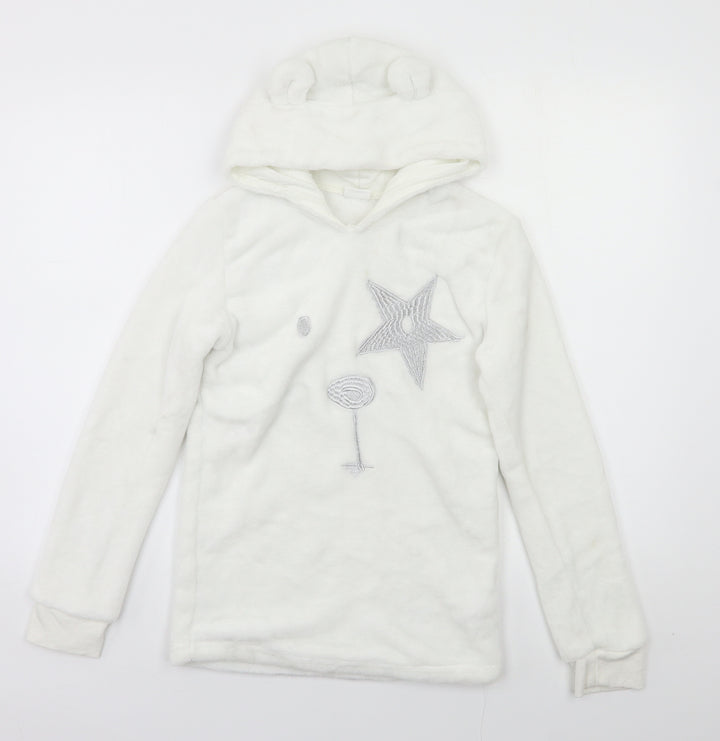 F&F Girls White Pullover Hoodie Size 12 Years