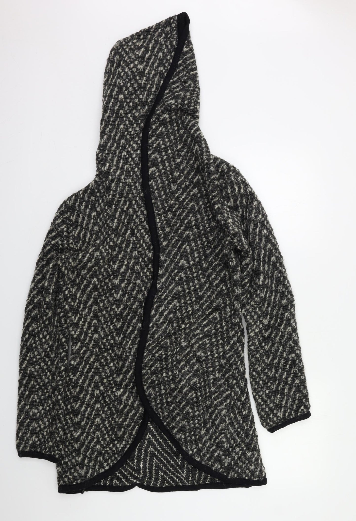 Preworn Womens Black Herringbone  Cardigan Jumper Size S