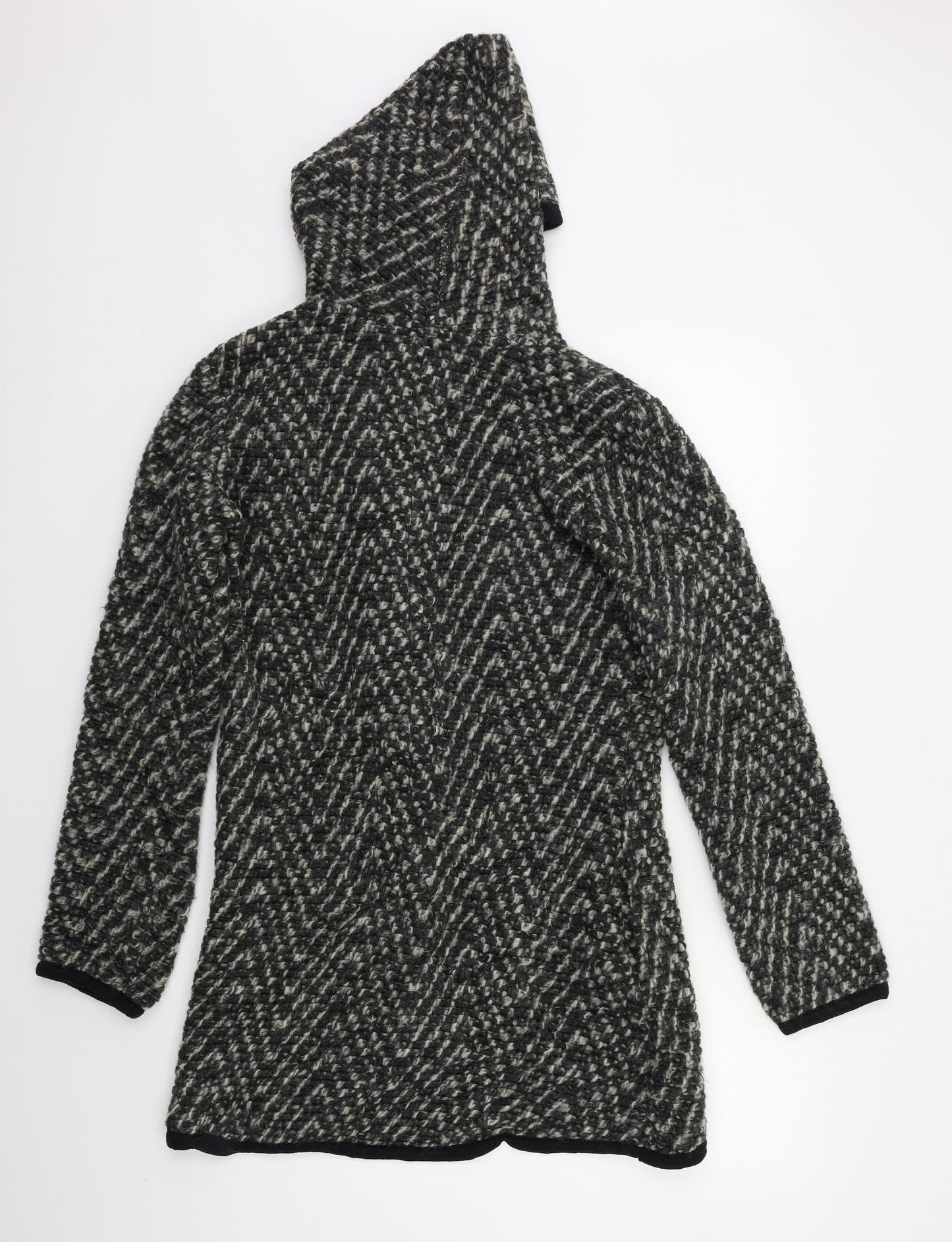 Preworn Womens Black Herringbone  Cardigan Jumper Size S