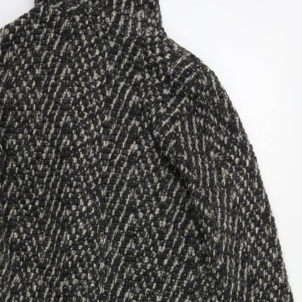 Preworn Womens Black Herringbone  Cardigan Jumper Size S