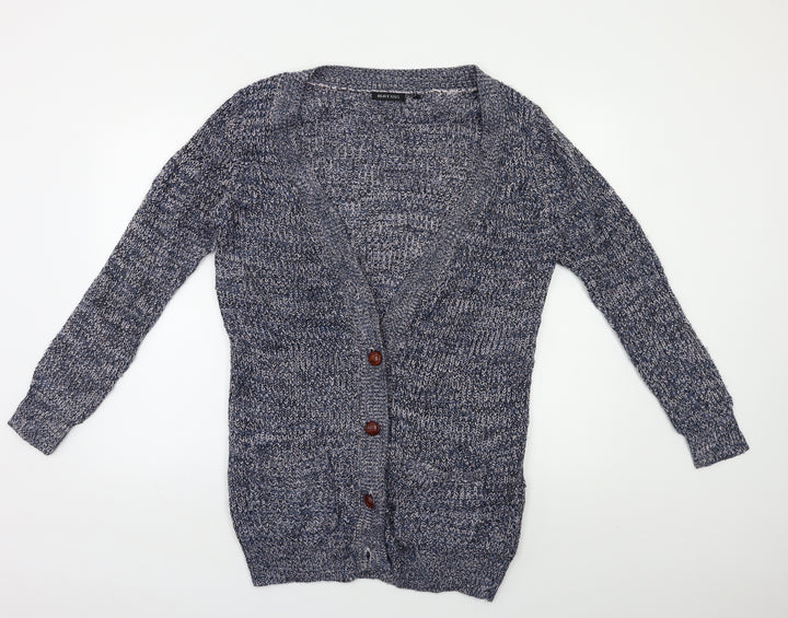 Brave Soul Womens Blue Herringbone Full Zip Jumper Size S