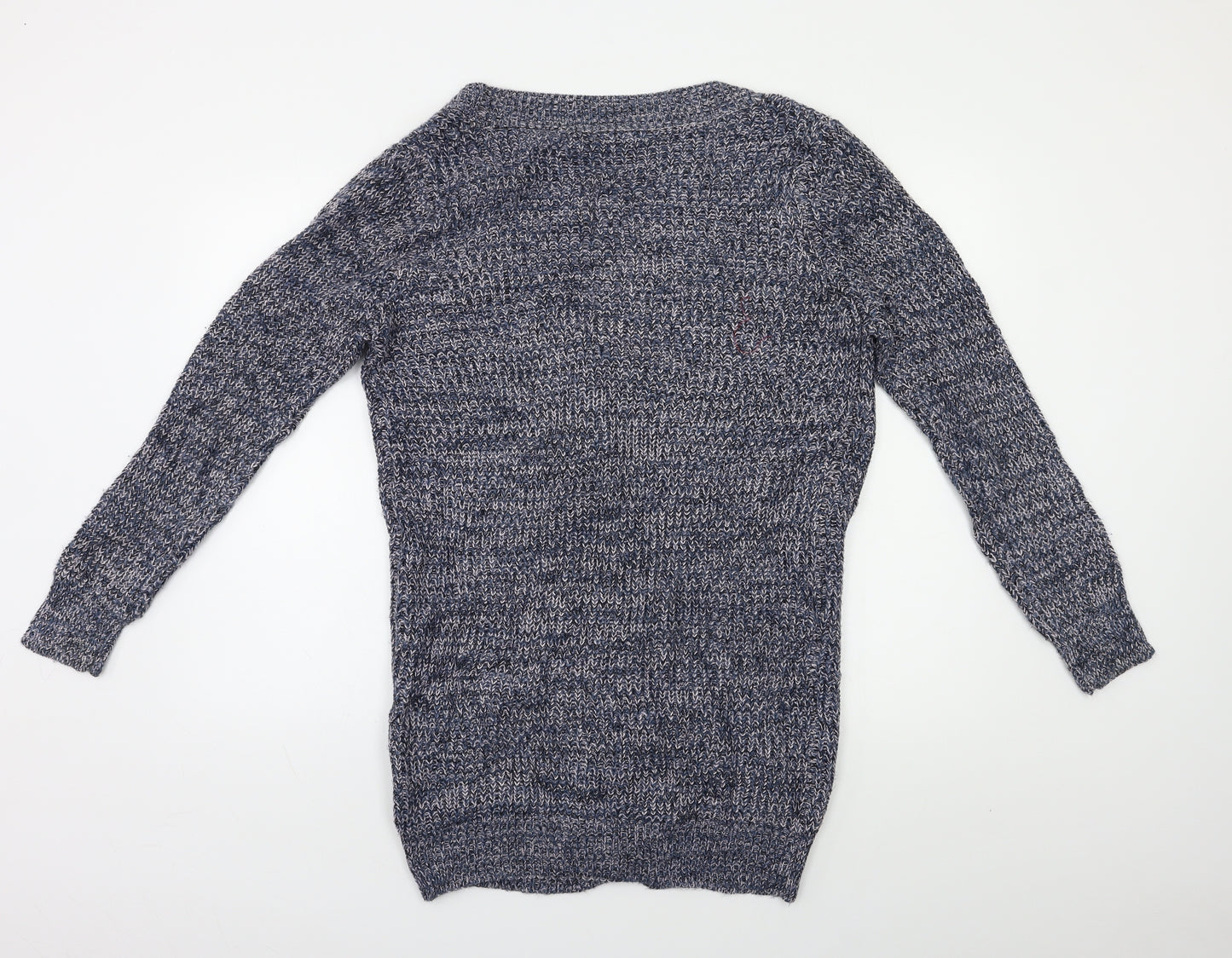 Brave Soul Womens Blue Herringbone  Full Zip Jumper Size S