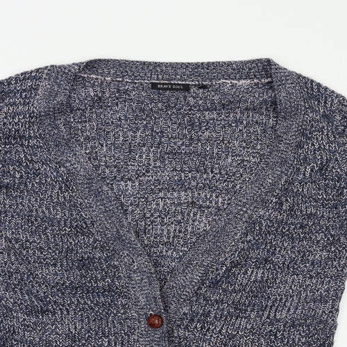 Brave Soul Womens Blue Herringbone  Full Zip Jumper Size S
