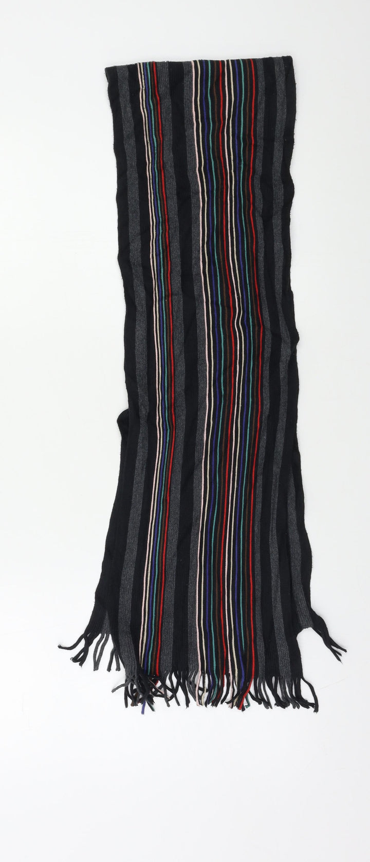 Preworn Unisex Black Striped  Scarf  Size Regular