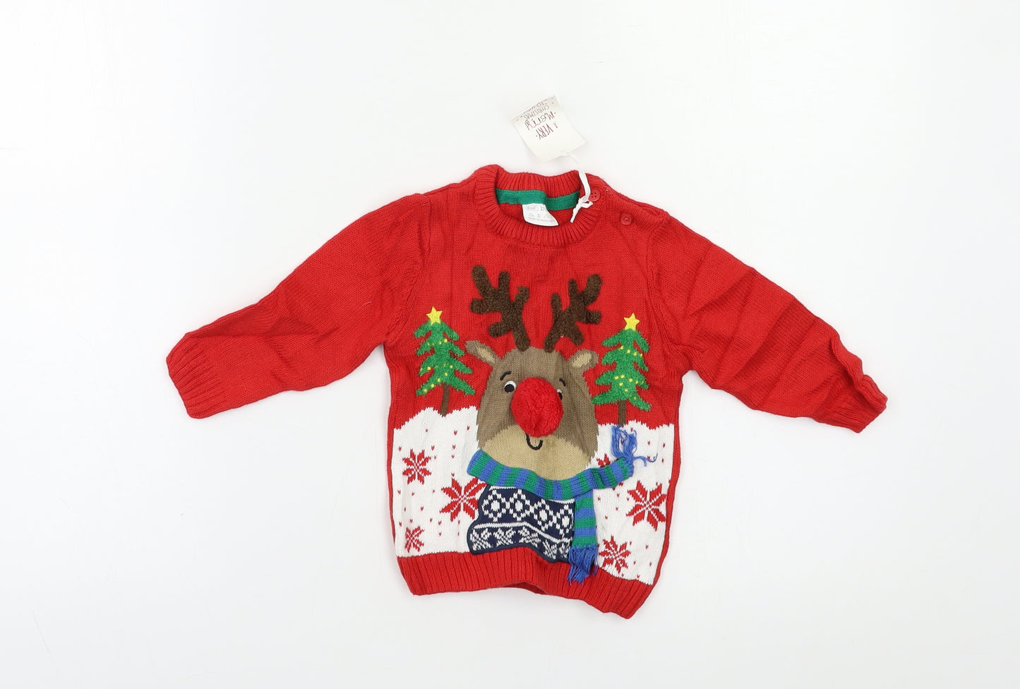 F&F Baby Red   Pullover Jumper Size 3-6 Months  - Xmas jumper