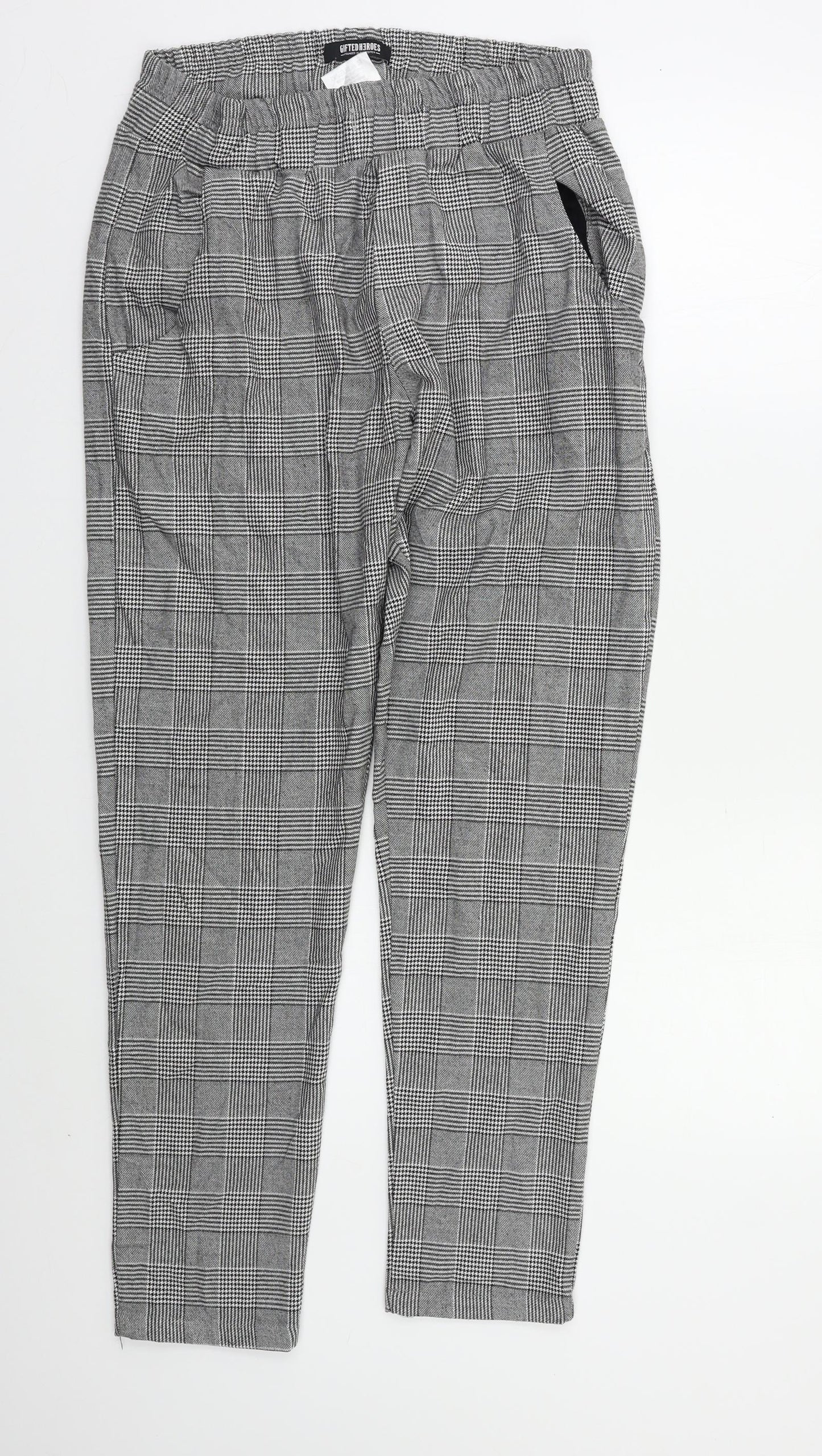 Gifted Heroes Womens Grey Check  Trousers  Size S L28 in