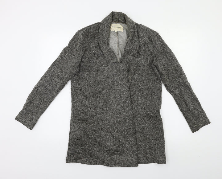 River Island Womens Grey Herringbone  Overcoat Blazer Size 8